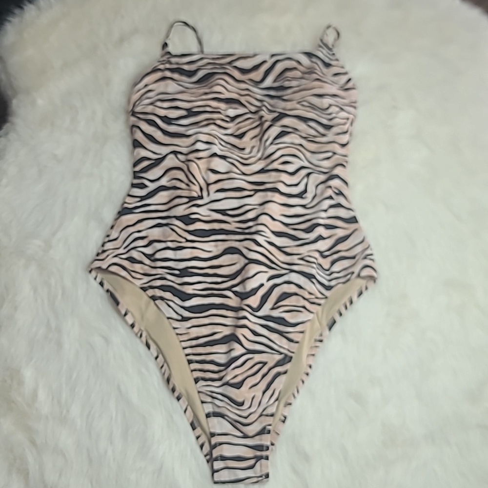 Shade & Shore Tiger Stripes Tie Back One Piece Swim Suit